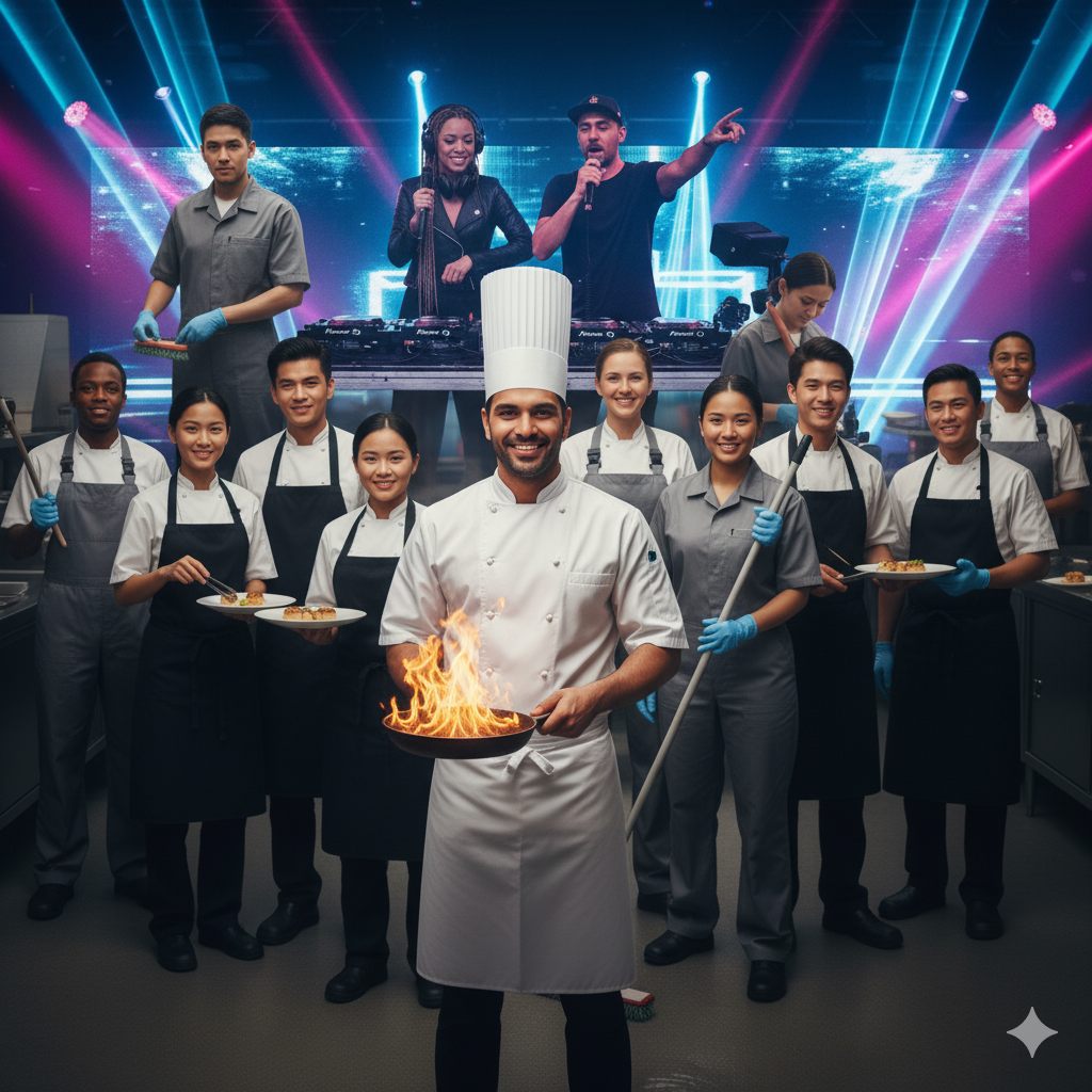 Mixing and cooking team